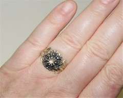 Antique Georgian 0.70CT (Est.) Rose Cut Diamond Filigree Ring 19K Gold S-7