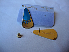 VINTAGE SAMUEL HUANG DESIGNER CLOISONNE RETRO ABSTRACT TEAL ENAMEL STUD EARRINGS