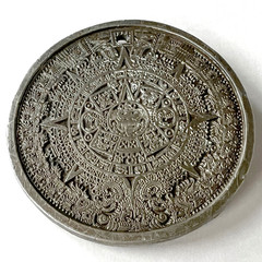 Vtg 1974 Mayan/Aztec Calendar Pendant – Altered Bergamot Brass Belt Buckle -USA