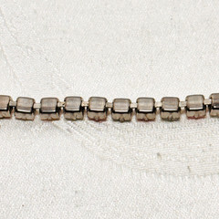 BRACELET pastel blue pink glass faux gem silvertone metal box clasp vintage 7″ c
