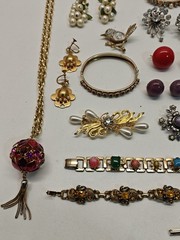 Vintage Rhinestone & Other Jewelry Lot Bracelets, Earring, Necklaces Etc.