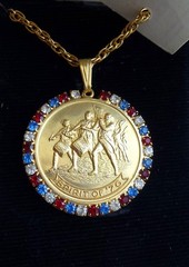 NOS Patriotic Red White Blue Rhinestone Spirit of ’76 Bicentennial Necklace
