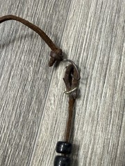 Vintage Folk Art Snake Necklace Hand Painted Beads Leather Cord Tribal Primitive