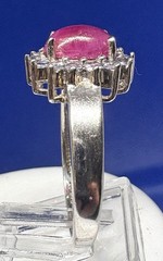 Y19 Vintage 925 Silver Ring 2Ct Purple Ruby Size 9.5-10 & 14x 2.5 mm White Topaz