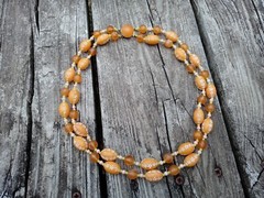 VTG 1960’s Costume Necklace 2 Strand Floral Beaded Metal Safety Latch Hong Kong