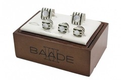Baade II High End MOP Stripes Enamel Cufflinks Tuxedo Stud Set (Missing 1 Piece)