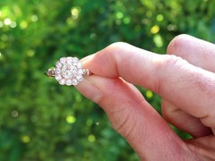 Antique Contemporary 1.69 Ct Old Cut Diamond 18k Rose Gold Cluster Ring Size 6