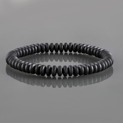 Natural Black Hematite Stone Bracelet Stretchable Bracelet Smooth Roundel