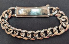Vintage ELCO Nickel Silver Identity ID Curb Chain Bracelet 8″ MCM “Chris”