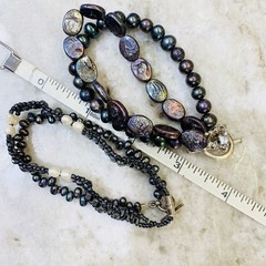 Vtg Cultured Pearl LOT 18 Necklace Tahitian FW Peacock Wear DIY 925 1.16LB