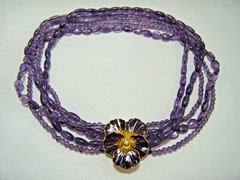 MMA Metropolitan Museum of Art Gold Enamel Imperial Pansy Necklace with Amethyst