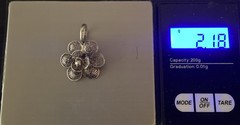 VTG Sterling Silver 3D Lace Filigree Rose Flower Pendant 1.25” AN823-30 N