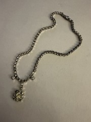 Vintage Rhinestone Choker Necklace With A Central Floral Cluster Pendant Jewelry