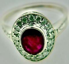 Estate Platinum 1.35 Cttw DIAMOND & RUBY Ring,Sz 6.25, 5.3g approximately