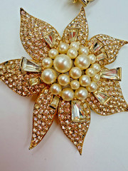 Vintage Brooch Marvella Clip Earrings Set Matching Encrusted Simulated Pearl