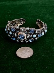 Vintage Hollycraft Bracelet Blue Rhinestones Faux Turquoise