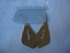 VINTAGE SAMUEL HUANG CLOISONNE RETRO ABSTRACT WHITE LAVENDER & GRAY EARRINGS