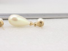 1.8″ Long Vintage Christian Dior Faux Pearl Dangle Drop Earrings Rhinestone Stud