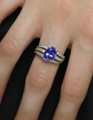 Estate 2.75ct Tanzanite & 0.43ct Diamond Fancy Platinum Ring Size 8