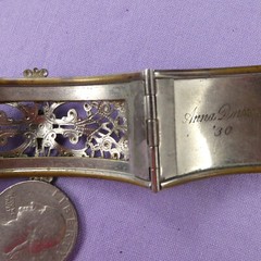 Vintage Silver Plate Filigree Hinged Bangle Bracelet 1930’s Anna Donnally