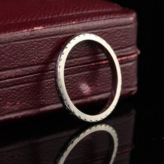Antique Art Deco Belais 18K White Gold Engraved Wedding Band – Size 5