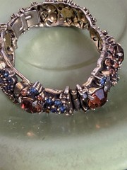 Hollycraft rhinestone bracelet Clamper Bangle Hinged 1950s Unique