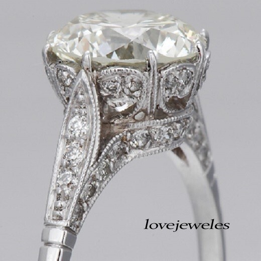 Lab-Created 3.20CT Round Cut Diamond Antique & Vintage Ring 14K White Gold Over