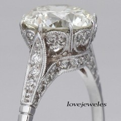 Lab-Created 3.20CT Round Cut Diamond Antique & Vintage Ring 14K White Gold Over