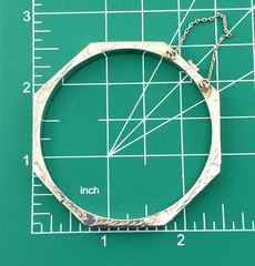 Vintage Sterling Silver Engraved Octagonal Hinged Bangle Bracelet