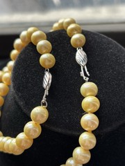 Vintage Sterling Silver Freshwater Pearl 18″ Necklace Bracelet SET 925 Cultured
