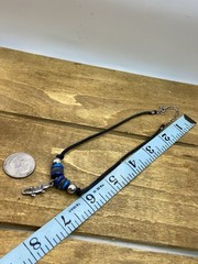 Vintage Natural Stone Alligator Charm Sterling Silver Choker Necklace 14”
