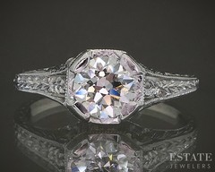 Antique 18k White Gold Transitional Natural .63ct Diamond Filigree Ring p24243