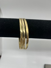 Vintage Gold Tone Bangle Bracelet Set 3 Etched Stackable Bangles Thin Slip On 8″