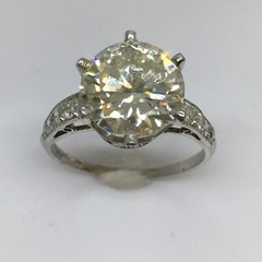 1920s Platinum Art Deco 3.45 Ct Diamond Antique Ring Handmade American Size 7