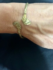 Vtg Egyptian Revival Brass Jewelry Lot Pharaoh Bypass Cuff & Snake Arm Coil Set