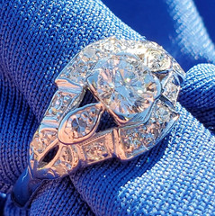 ORIGINAL EARTH MINED DIAMOND Deco Engagement Ring Antique Platinum Solitaire S 6