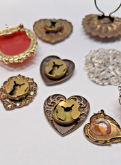 Lot of 13 Older Vintage Pendants,Button Covers,Cameo Brooche & Others