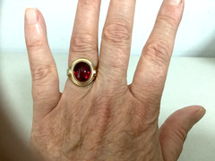 VTG/Antique Art Deco gold filled?rolled?red glass signet ring size 5.25 unsigned