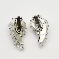 Cluster Climber AB Crystal Sparkly Elegance Silver Tone Vintage Clip on Earrings
