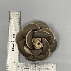 Vintage Silk Flower Brooch Pin Set of 3 Brown Yellow Blue Layered Large Retro
