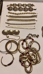 3lb + Gold Tone Vintage Costume Jewelry Lot All Wearable 126 Pieces