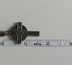 VTG Sterling Silver Celtic Cross Pendant Endless Over The Head Curb Chain 20.5g