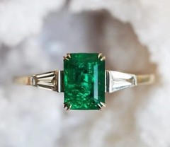Art Deco Antique 3.60 Ct Natural Emerald Vintage Wedding Ring 14K Yellow Gold FN