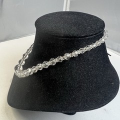 Vintage Art Deco Era Faceted Rock Crystal Strung on Silver Tone Chain Necklace