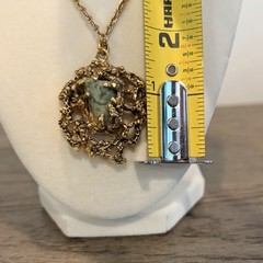 MCM 1970’s Brutalist Chunky Retro Gold Tone Necklace Inlaid Faux Stones 11”