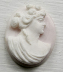 High Relief Conch Shell Cameo Lady Portrait Pink Hand Carved Loose 26mm