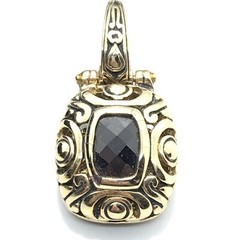 Vintage T * J Renaissance Revival Gold Tone Black Onyx Cubic Zirconia Pendant