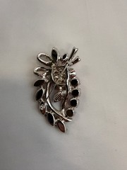 Vintage Eisenberg Ice Pink Clear Rhinestone Floral Brooch Silver Tone Signed