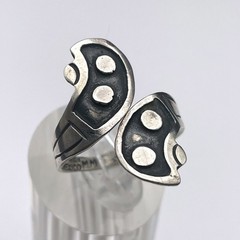 Vintage Sterling Silver Taxco Ring Adjustable Unisex Signed MMA Eagle 3
