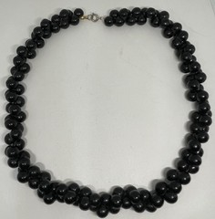 Art Deco Revial Black Beauty Resin Beaded Necklace Twisted Cluster MCM Vintage